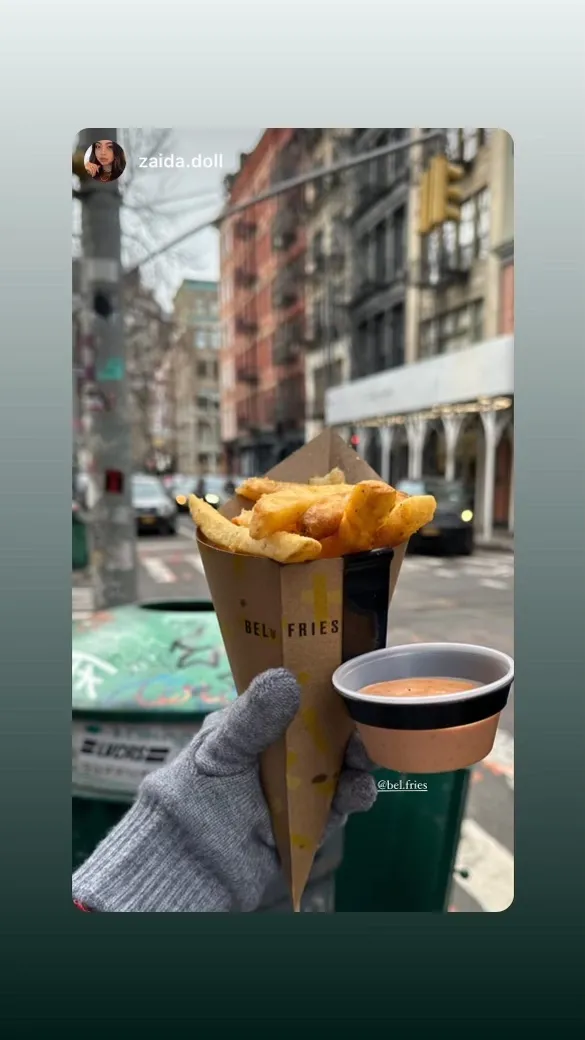 Bel-Fries Instagram story